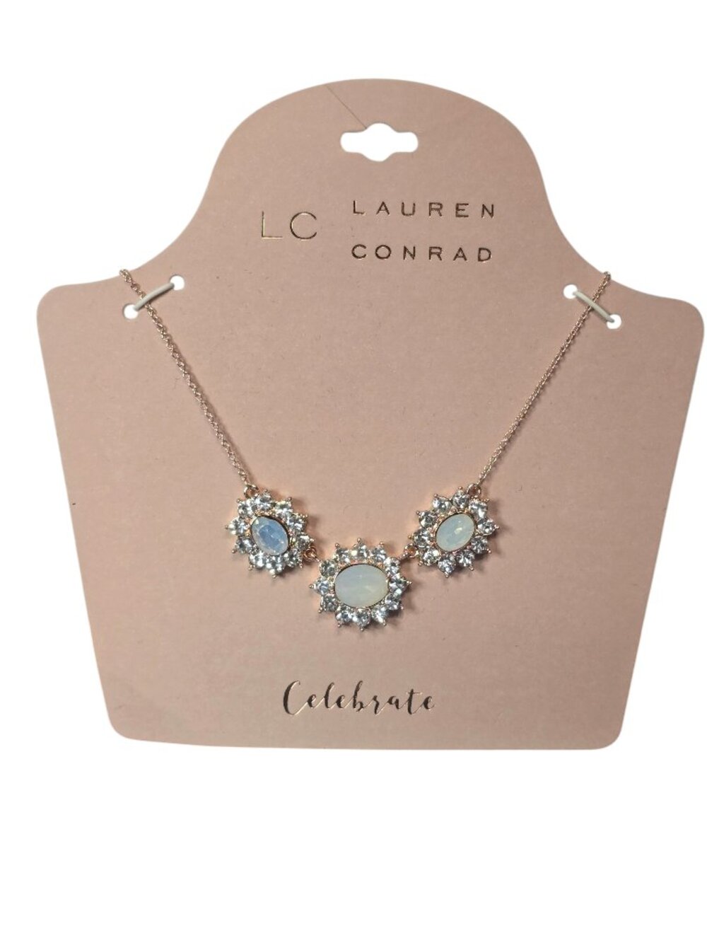 LC Lauren Conrad Rose Gold Plated Simulated Opal Rhinestone Short Necklace NWT
